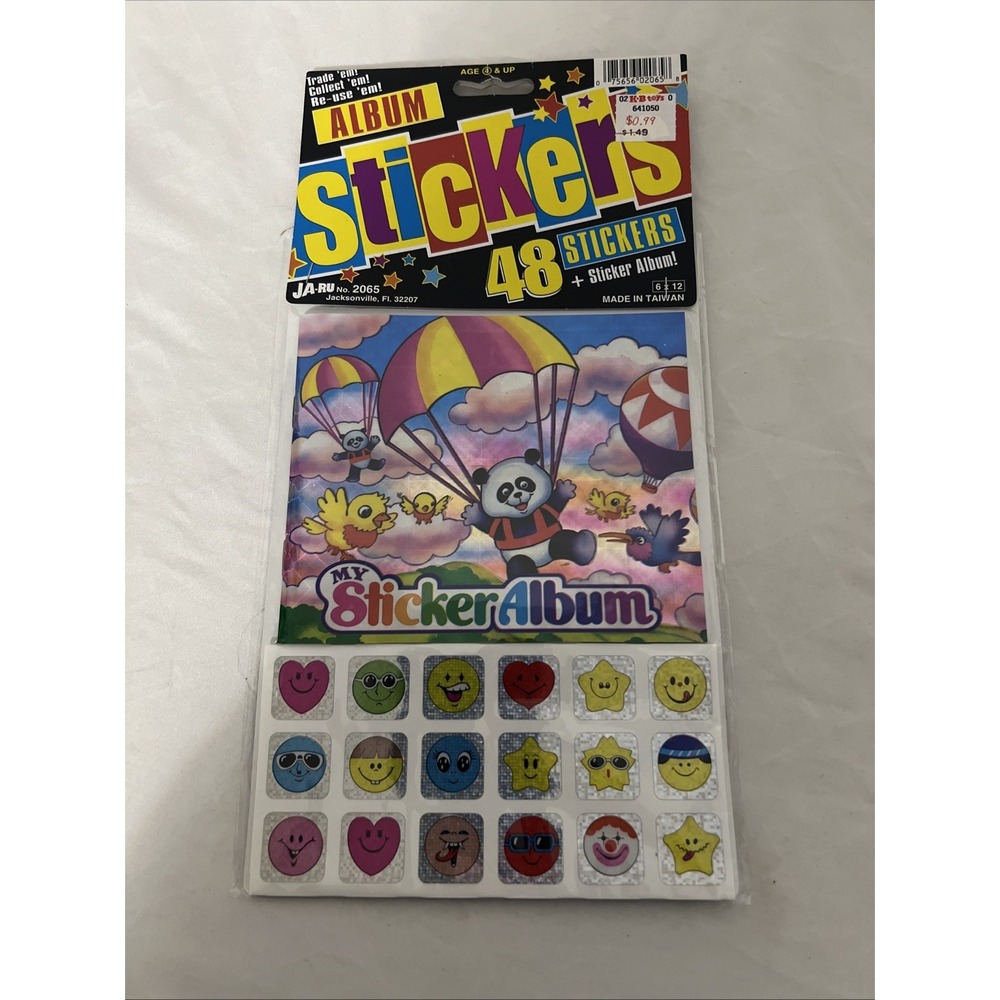 Ja-Ru My Sticker Album Sparklyโ Panda Birds Hot Air Balloon 48 Stickers NEW 2065